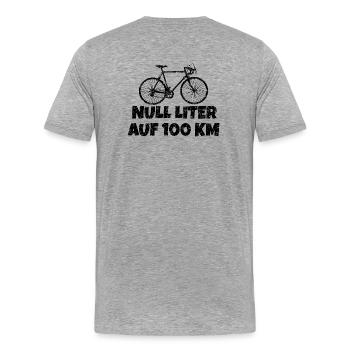 Null Liter auf 100 KM Rennrad (Vintage Schwarz) - Männer Premium Bio T-Shirt - Grau meliert - Hinten - Damien (186cm)