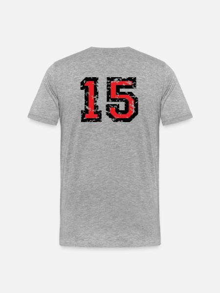 The Number Fifteen - No. 15 (two-color) red - Men's Premium Organic T-Shirt - heather grey