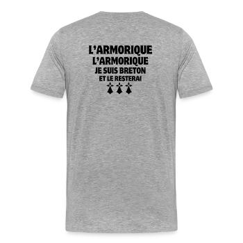 Bretagne, je suis Breton, Armorique - T-shirt bio Premium Homme - gris chiné - Dos - Damien (186cm)