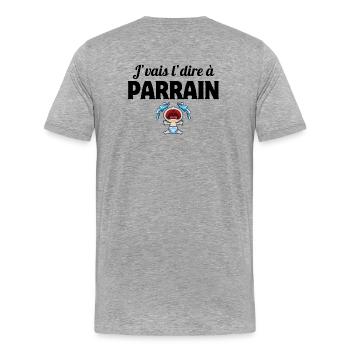 j'vais je dire, parrain, super parrain - T-shirt bio Premium Homme - gris chiné - Dos - Damien (186cm)