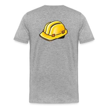 Casque de chantier jaune | Casque de sécurité - T-shirt bio Premium Homme - gris chiné - Dos - Damien (186cm)