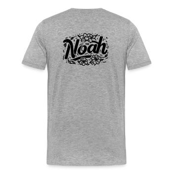 Le Noé aux fleurs - T-shirt bio Premium Homme - gris chiné - Dos - Damien (186cm)