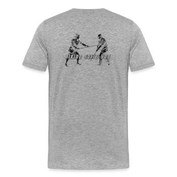Costumes d’aïkido Tu cites Kumi Jo Demi-ton masculin - T-shirt bio Premium Homme - gris chiné - Dos - Damien (186cm)