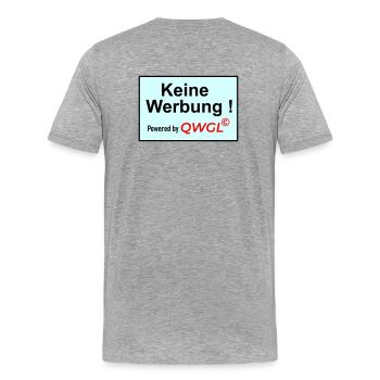 Keine Werbung powered by - Männer Premium Bio T-Shirt - Grau meliert - Hinten - Damien (186cm)