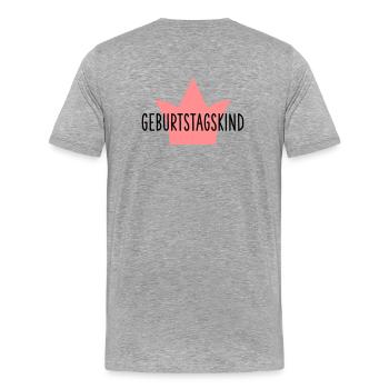 Anniversaire Fille Couronne Cadeau Anniversaire - T-shirt bio Premium Homme - gris chiné - Dos - Damien (186cm)