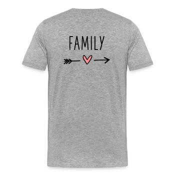 Famille coeur flèche amour cupidon cohésion - T-shirt bio Premium Homme - gris chiné - Dos - Damien (186cm)