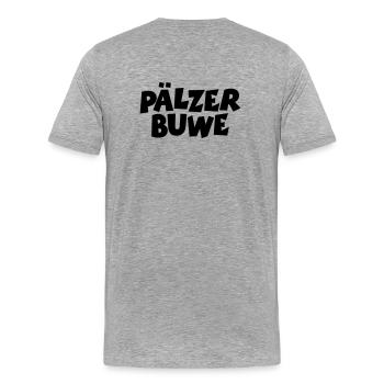 Pälzer Buwe - Pfälzer Jungs aus der Pfalz - Männer Premium Bio T-Shirt - Grau meliert - Hinten - Damien (186cm)
