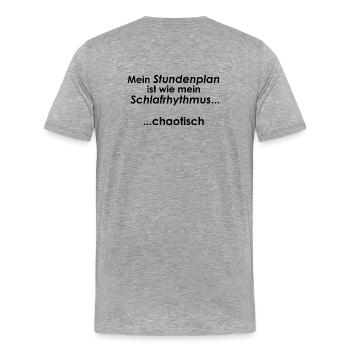 Cadeau de dicton universitaire « Sleep Rhythm », étudiants - T-shirt bio Premium Homme - gris chiné - Dos - Damien (186cm)