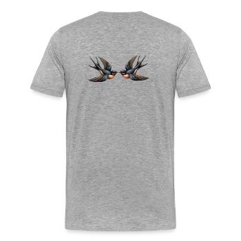 Hirondelles – Rockabilly - T-shirt bio Premium Homme - gris chiné - Dos - Damien (186cm)
