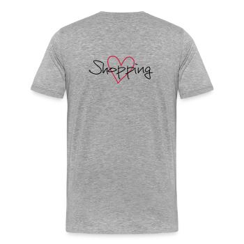 coeur de shopping j'adore le cadeau - T-shirt bio Premium Homme - gris chiné - Dos - Damien (186cm)