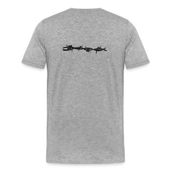 stacheldraht - Männer Premium Bio T-Shirt - Grau meliert - Hinten - Damien (186cm)