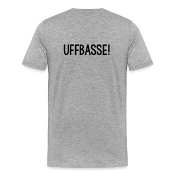 UFFBASSE Dialekt badisch - Männer Premium Bio T-Shirt - Grau meliert - Hinten - Damien (186cm)