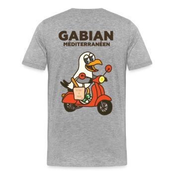 Gabian Méditerranéen sur scooter - T-shirt bio Premium Homme - gris chiné - Dos - Damien (186cm)