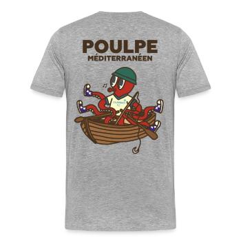 Poulpe pêcheur méditerranéen - T-shirt bio Premium Homme - gris chiné - Dos - Damien (186cm)