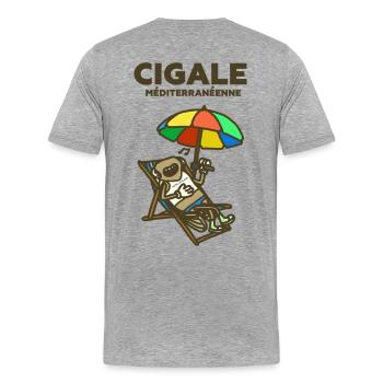 Cigale méditerranéenne - T-shirt bio Premium Homme - gris chiné - Dos - Damien (186cm)