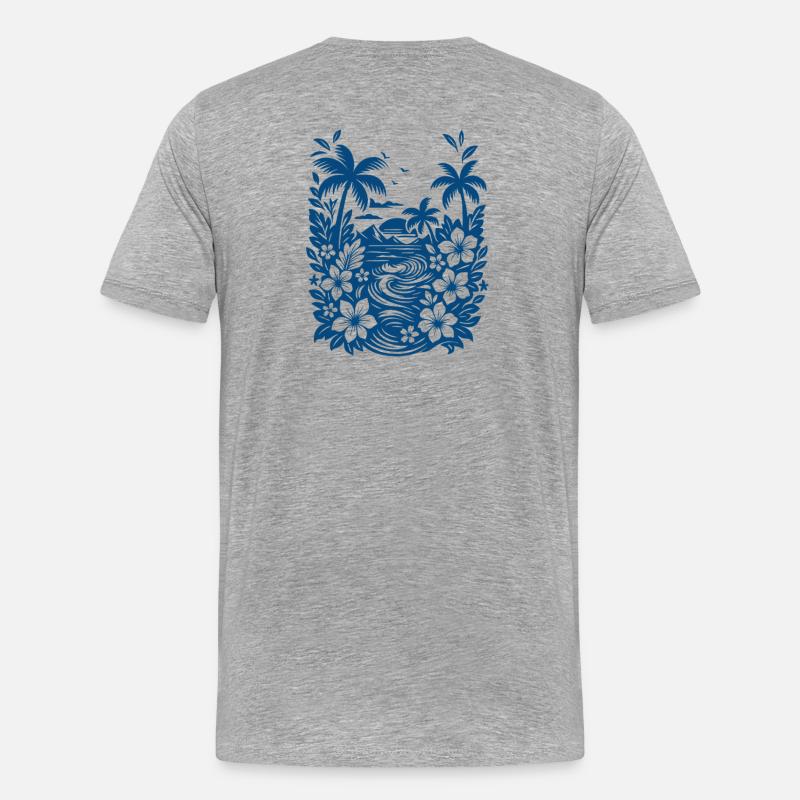 Beach Blue - Männer Premium Bio T-Shirt - Grau meliert
