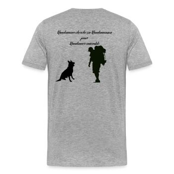 randonneur cherche randonneuse - T-shirt bio Premium Homme - gris chiné - Dos - Damien (186cm)