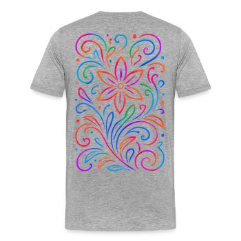 Leuchtendes florales Mandala - Männer Premium Bio T-Shirt - Grau meliert - Hinten - Damien (186cm)