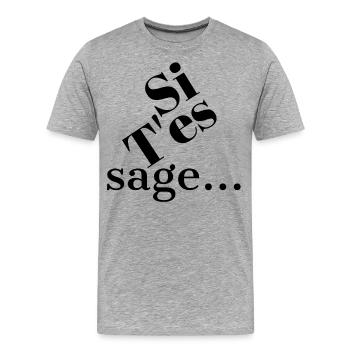 SI T'ES SAGE... - T-shirt bio Premium Homme - gris chiné - Devant - Damien (186cm)