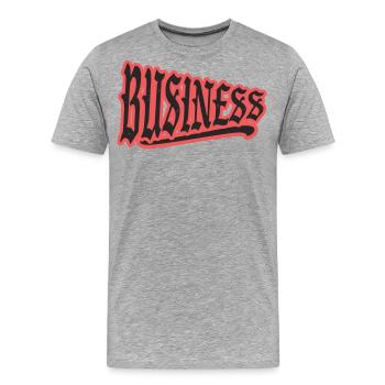 business influencer money firma boss chef - Männer Premium Bio T-Shirt - Grau meliert - Vorne - Damien (186cm)