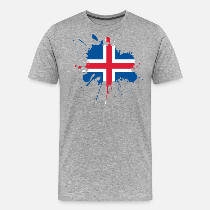 Conception du drapeau de l’Islande - T-shirt bio Premium Homme - gris chiné
