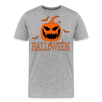 Halloween Orange - Männer Premium Bio T-Shirt - Grau meliert - Vorne - Damien (186cm)