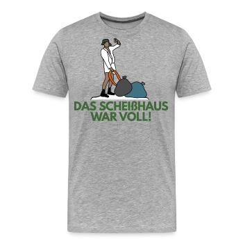 #Das Scheißhaus war voll Shirt Geschenk lustig - Männer Premium Bio T-Shirt - Grau meliert - Vorne - Damien (186cm)