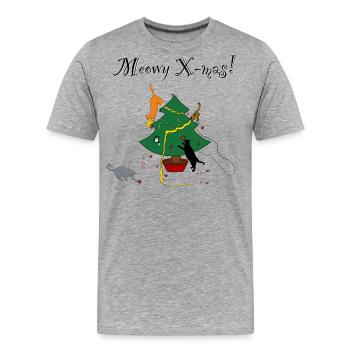 Miaou X mas chaos - T-shirt bio Premium Homme - gris chiné - Devant - Damien (186cm)