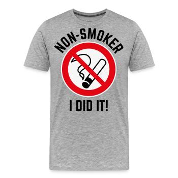 Non-Smoker – I Did It! (3C / B) - Männer Premium Bio T-Shirt - Grau meliert - Vorne - Damien (186cm)