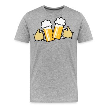 Toasting Beer Steins With Hand! (Ale / Cheers 4C) - Men's Premium Organic T-Shirt - heather grey - Front - Damien (186cm)