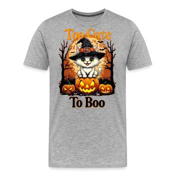 Too Cute to Boo - Halloween Katze auf Kürbissen - Männer Premium Bio T-Shirt - Grau meliert - Vorne - Damien (186cm)