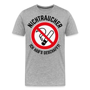 Nichtraucher – Ich Hab’s Geschafft! (3C / B) - Männer Premium Bio T-Shirt - Grau meliert - Vorne - Damien (186cm)