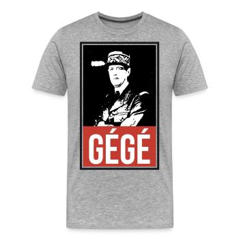 Gégé Général De Gaulle - T-shirt bio Premium Homme - gris chiné - Devant - Damien (186cm)