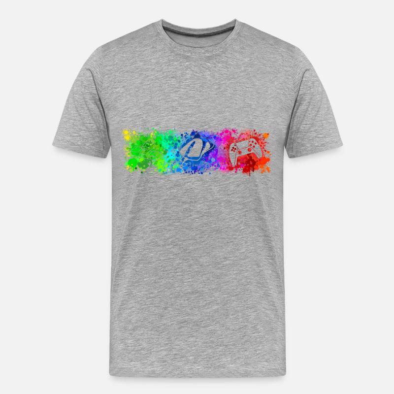 WASD Mouse Controller Rainbow - Männer Premium Bio T-Shirt - Grau meliert