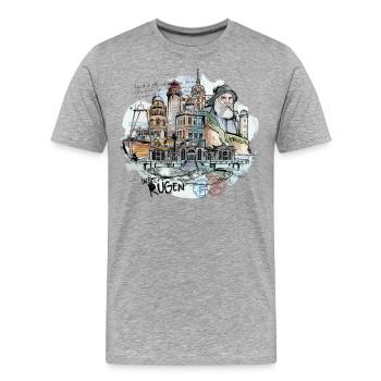 Insel Rügen Collage - Männer Premium Bio T-Shirt - Grau meliert - Vorne - Damien (186cm)