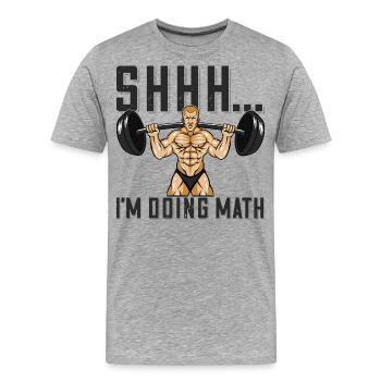 Bodybuilder Shhh Ich mache Mathe Langhantel - Männer Premium Bio T-Shirt - Grau meliert - Vorne - Damien (186cm)
