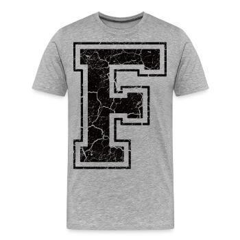 Buchstabe F im Vintage-Shabby-Chic - Männer Premium Bio T-Shirt - Grau meliert - Vorne - Damien (186cm)