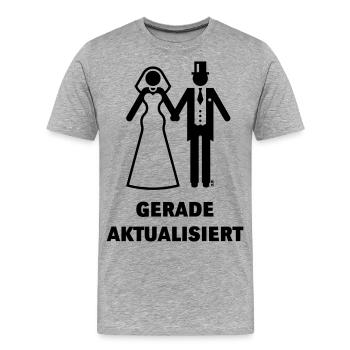Gerade Aktualisiert (Nerd Flitterwochen Hochzeit) - Männer Premium Bio T-Shirt - Grau meliert - Vorne - Damien (186cm)
