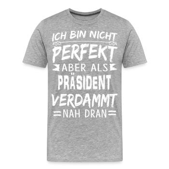 PRÄSIDENT - Männer Premium Bio T-Shirt - Grau meliert - Vorne - Damien (186cm)