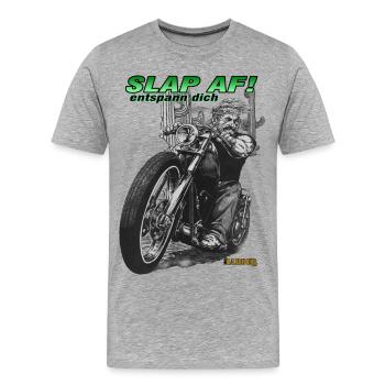 slap af - entspann dich - Männer Premium Bio T-Shirt - Grau meliert - Vorne - Damien (186cm)
