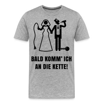 Bald komm’ ICH … (Bräutigam / JGA / Polterabend) - Männer Premium Bio T-Shirt - Grau meliert - Vorne - Damien (186cm)