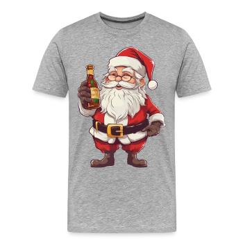 Père Noël bouteille rhum alcool liqueur Cheers - T-shirt bio Premium Homme - gris chiné - Devant - Damien (186cm)