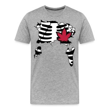 Squelette squelette côtes de la poitrine Horreur Costume chanvre - T-shirt bio Premium Homme - gris chiné - Devant - Damien (186cm)