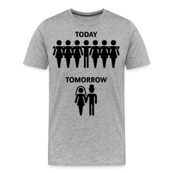 Today - Tomorrow (Stag Night / - Men's Premium Organic T-Shirt - heather grey - Front - Damien (186cm)