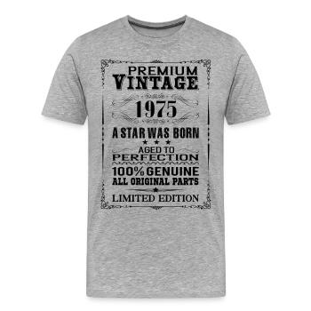 PREMIUM VINTAGE 1975 - Men's Premium Organic T-Shirt - heather grey - Front - Damien (186cm)