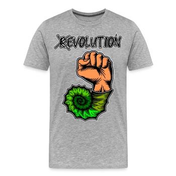 Viva la Evolution! Revolution Prähistorisch Fossil - Männer Premium Bio T-Shirt - Grau meliert - Vorne - Damien (186cm)