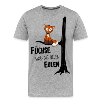 Fuchs wie Eule - Männer Premium Bio T-Shirt - Grau meliert - Vorne - Damien (186cm)