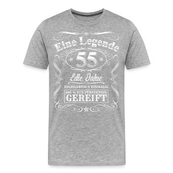 Legende 55 Jahre 55. Geburtstag Männer Frauen - Männer Premium Bio T-Shirt - Grau meliert - Vorne - Damien (186cm)