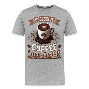 Obsessive coffee consumer - Coffee consumption in the office - Men's Premium Organic T-Shirt - heather grey - Front - Damien (186cm)