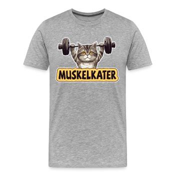 Fitness Fitnesstrainer Bodybuilder Muskelkater Gym - Männer Premium Bio T-Shirt - Grau meliert - Vorne - Damien (186cm)
